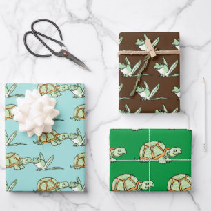 Schildkröten und Frosch Geschenkpapier Set