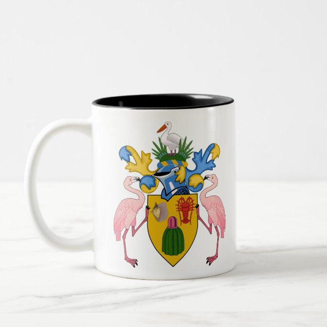 Schildkröten und Kaikosinseln Zweifarbige Tasse (Links)