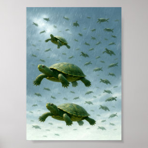 Schildkröten Wandkunst, Glückliche Schildkröte im  Poster