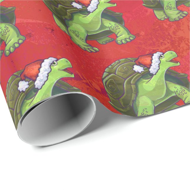 Schildkröten-Weihnachten auf Rot Geschenkpapier (Rolleneckpunkt)