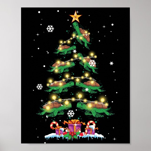 Schildkröten Weihnachtsbaum Meeresschildkröte Love Poster (Vorne)