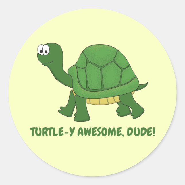 Schildkrötenartig Phantastisch, Typ! Turtle Runder Aufkleber (Vorderseite)