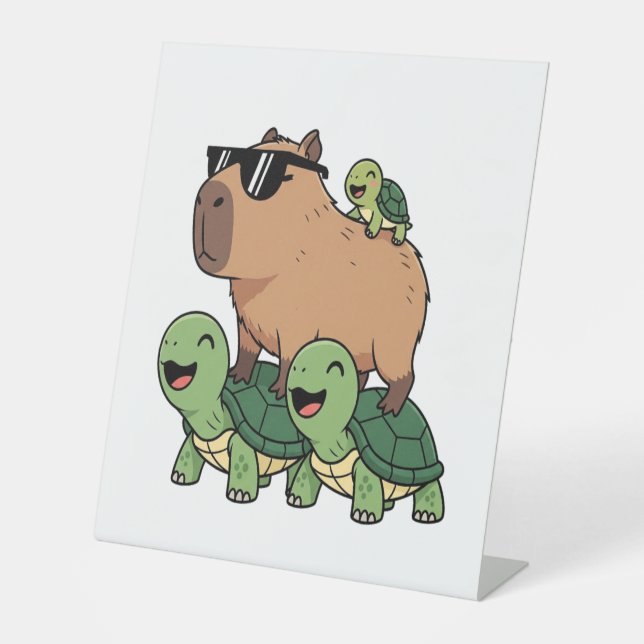 Schildkrötenfahrt Capybara, Funny Capybara Sockelschild (Vorderseite)