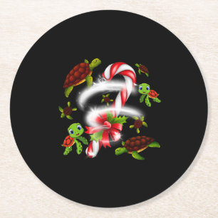 Schildkrötengift   Turtle Candy Sweet Christmas Runder Pappuntersetzer