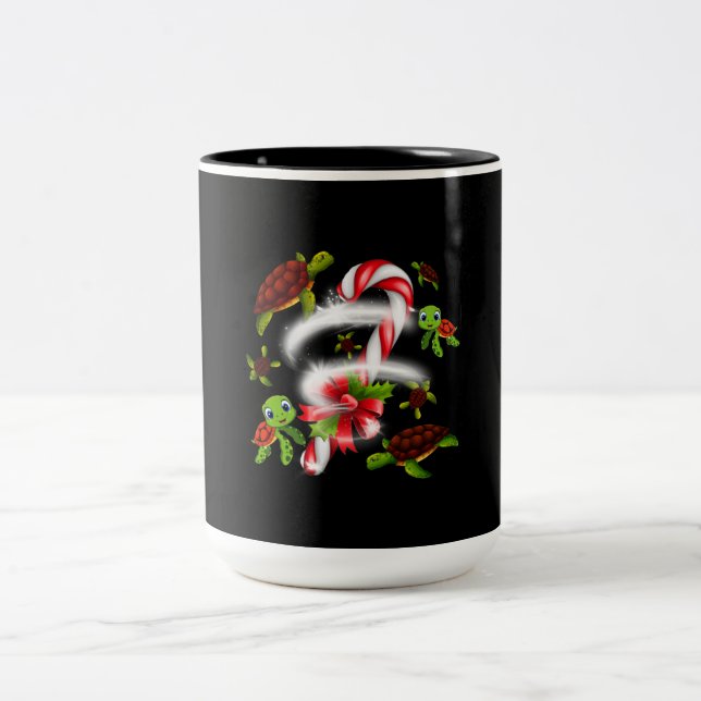 Schildkrötengift | Turtle Candy Sweet Christmas Zweifarbige Tasse (Mittel)