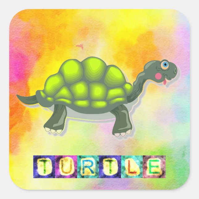 Schildkrötenkleber Quadratischer Aufkleber (Vorderseite)