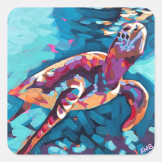 Schildkrötenkleber Quadratischer Aufkleber