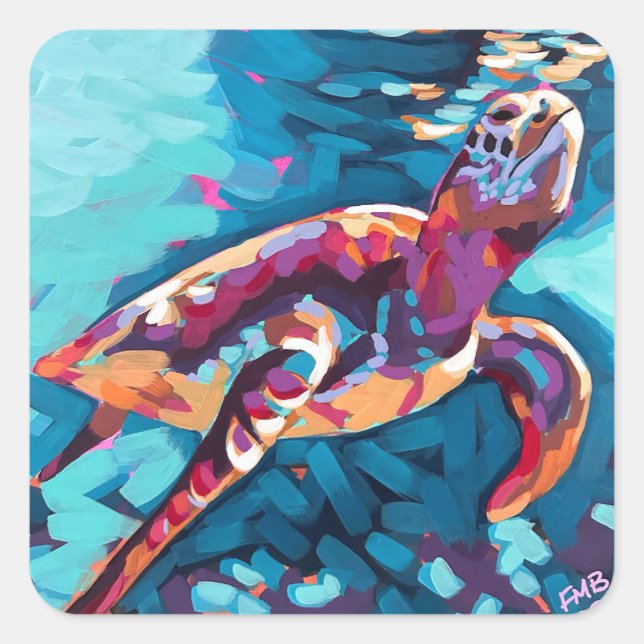 Schildkrötenkleber Quadratischer Aufkleber (Vorderseite)