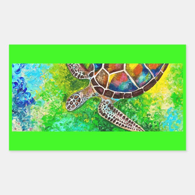 Schildkrötenkleber Rechteckiger Aufkleber (Vorderseite)