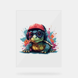 Schildkrötenkunst I cool niedliche Schildkröte Acrylschild