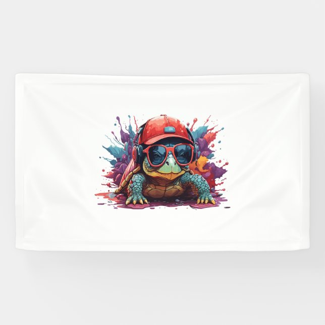 Schildkrötenkunst I cool niedliche Schildkröte Banner (Horizontal)
