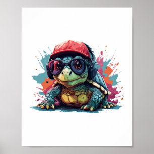 Schildkrötenkunst I cool niedliche Schildkröte Poster