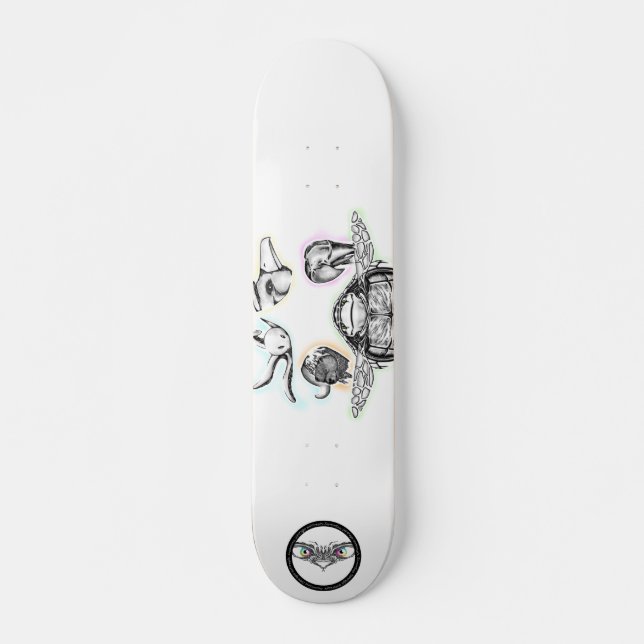 Schildkrötenlephant Bären Bird Octopus Line Art ze Skateboard (Vorne)