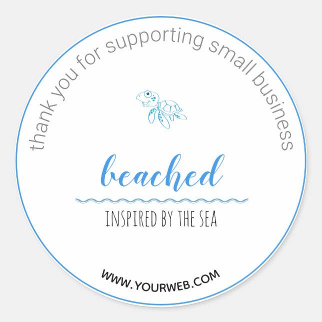 Schildkrötenlogo Beach Thema Danke-Label Runder Aufkleber (Vorderseite)