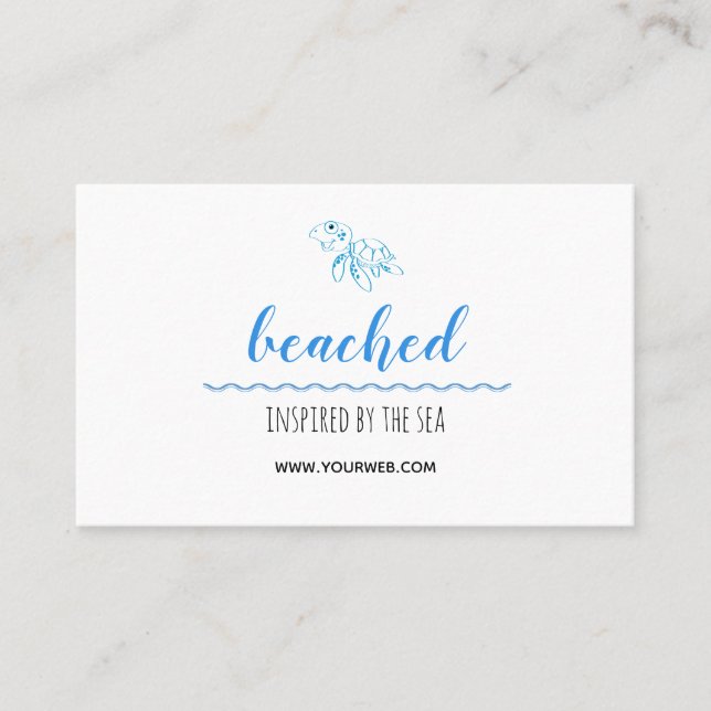 Schildkrötenlogo Beach Theme White Business Card Visitenkarte (Vorderseite)
