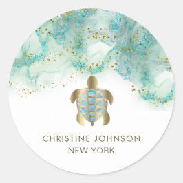 Schildkrötenlogo klassischer Rundkleber Runder Aufkleber