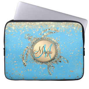 Schildkrötenmonogramm-Sterne auf Blue iPad Smart C Laptopschutzhülle