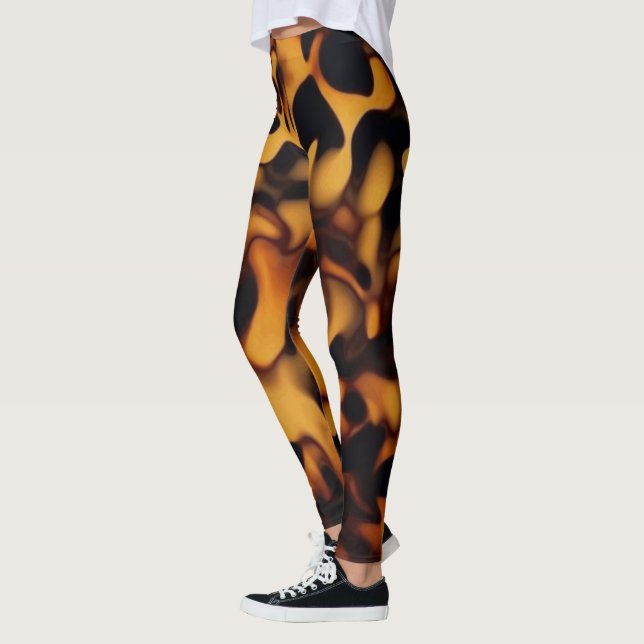 Schildkrötenpanzer Muster Bernsteinbraun Leggings (Links)