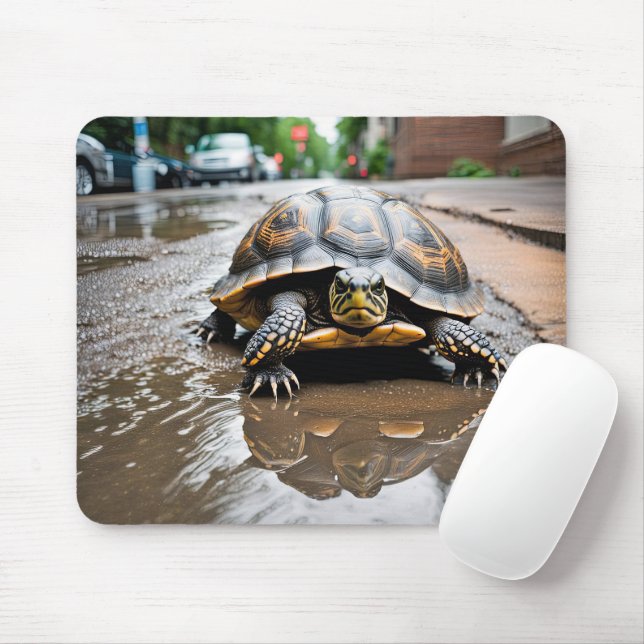Schildkrötenreflektion in Puddel Mousepad (Mit Mouse)