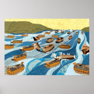 Schildkrötenschiffe in der Schlacht von Myeongnyan Poster