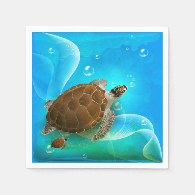Schildkrötenschwimmpapier Napkins Serviette (Vorderseite)