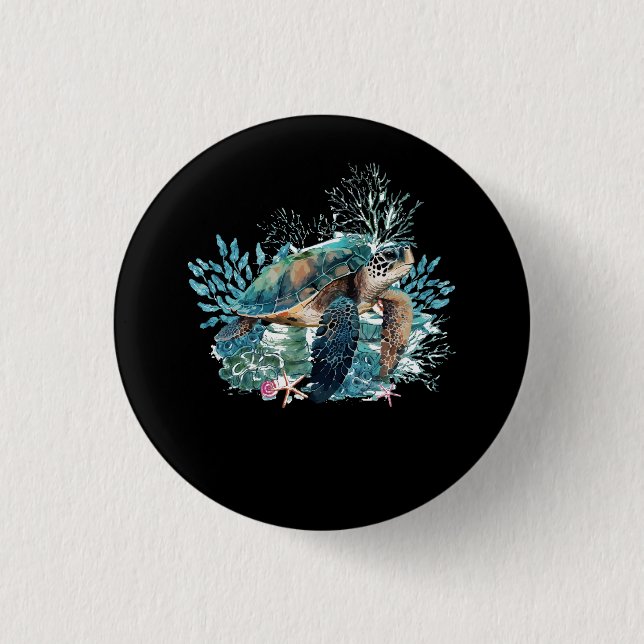Schildkrötensee Ozean Wildfauna Button (Vorderseite)