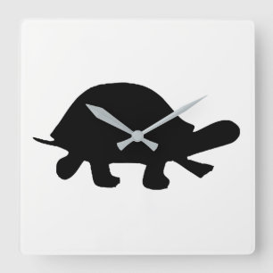 Schildkrötensilhouette Quadratische Wanduhr