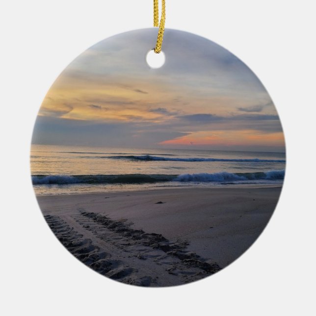 Schildkrötenspuren bei Sonnenaufgang Keramik Ornament (Vorne)