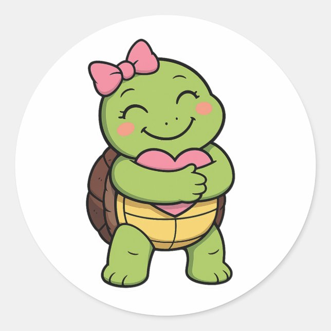 Schildkrötenumarmung Runder Aufkleber (Vorderseite)
