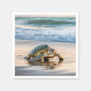 Schildkrötenwanderung auf dem Nassstrand Serviette