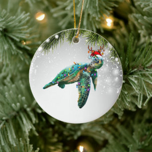 Schildkrötenweihnachtsgeschenk für Schildkrötenerw Keramik Ornament