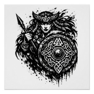 Schildmaid-Speer-Sigil – Mythic Warrior-Tinte Poster