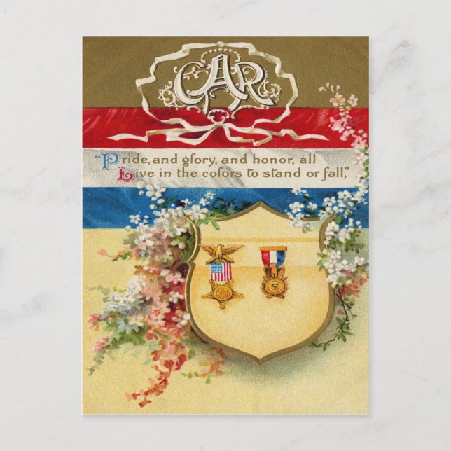Schildmedaille der Großen Armee der Republik Blume Postkarte (Vorderseite)