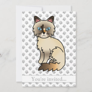Schildpatt Birman/Ragdoll Katzen-Geburtstagsfeier Einladung