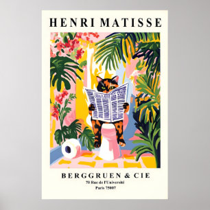Schildpattkatze auf einem Toiletten-Druck - Matiss Poster