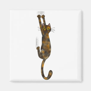 Schildpattkatze hängt an lustiger Tortie-Katze Magnet