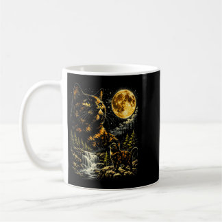 Schildpattkatze heult Mond an Himmel Kaffeetasse