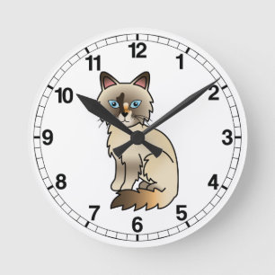 Schildpattspitzen-Birman / Ragdoll-Katze Runde Wanduhr