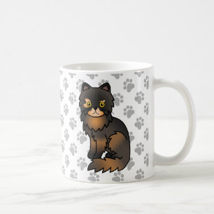 Schildpattspitzen-Perserkatze süße Cartoon-Illustr Kaffeetasse