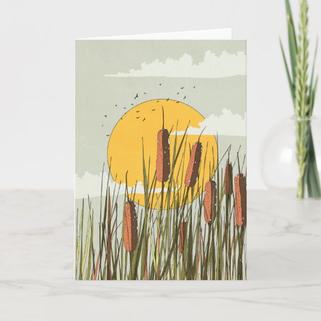 Schilf im Sonnenuntergang Karte (Vorderseite)