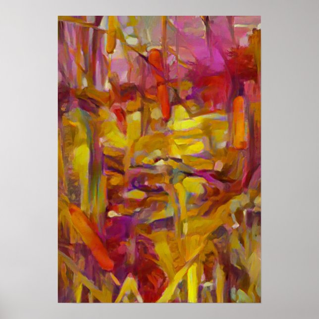 Schilf in der Natur lebendige Farben A.I. Poster (Vorne)