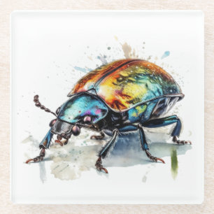 Schillerkäfer in Aquarell Glasuntersetzer