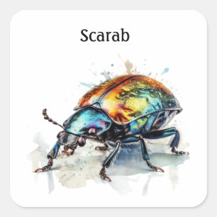Schillerkäfer in Aquarell, individuell anpassbar Quadratischer Aufkleber
