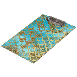 Schillernde aquamarine klemmbrett