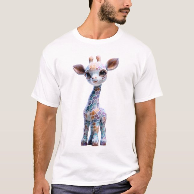 Schillernde Buntglas-Giraffen-Männer T-Shirt (Vorderseite)