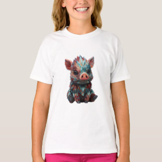 Schillernde Farbige Gefiederte Baby-Eber-Kinder T-Shirt