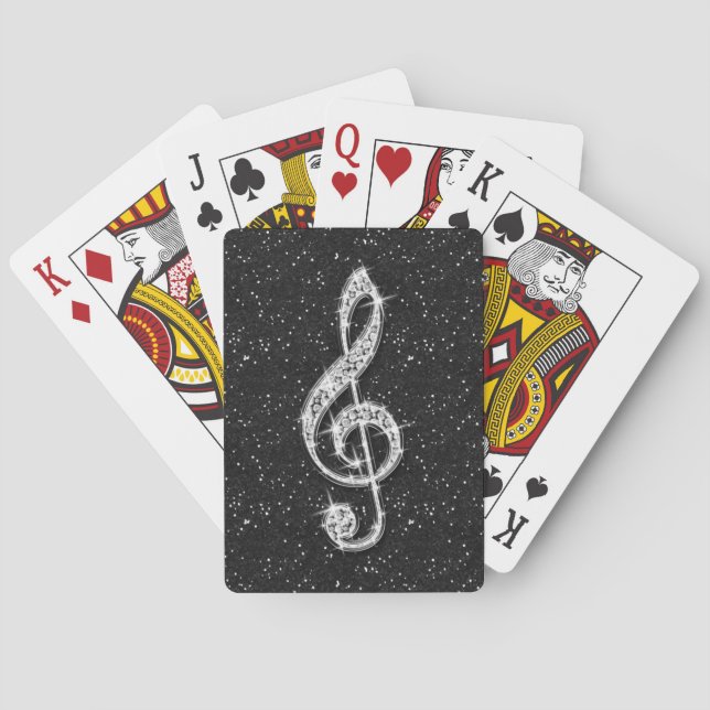 Schillernde funkelnd Diamant-DruckMusiknote Spielkarten (Rückseite)