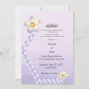 Schillernde Glas-Blumen-Perlen-Islamische Hochzeit Einladung
