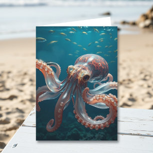 Schillernde Glas-Oktopus-Kunst Geburtstag des Eh Karte