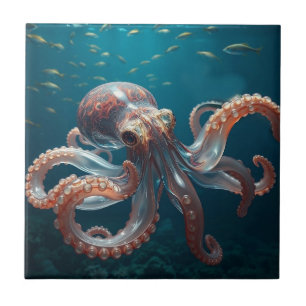 Schillernde Glas-Oktopus-Kunst Tiefseetiere Fliese